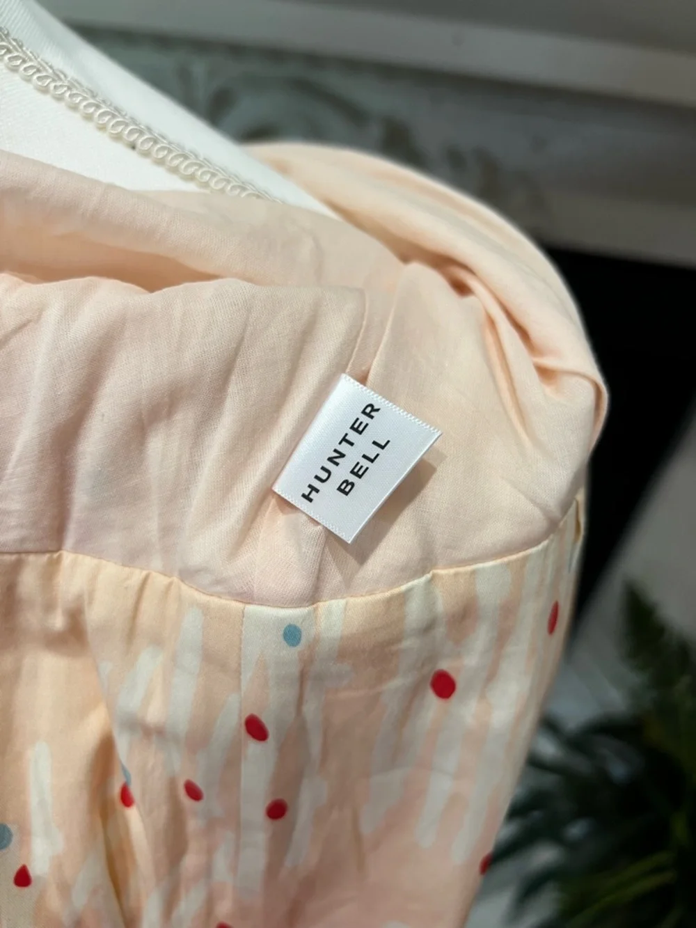 HUNTER BELL Braden Abstract Coral Cream Midi Dress (2023) - Picture 4 of 8